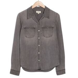 L’Agence Isla Denim Shirt L Gray Tencel Button Down Soft Lightweight Snap Top